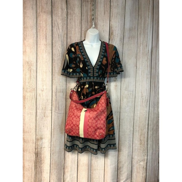 Coach Leather Trim Monogram Hobo Pink  Body Bag - Picture 4 of 8